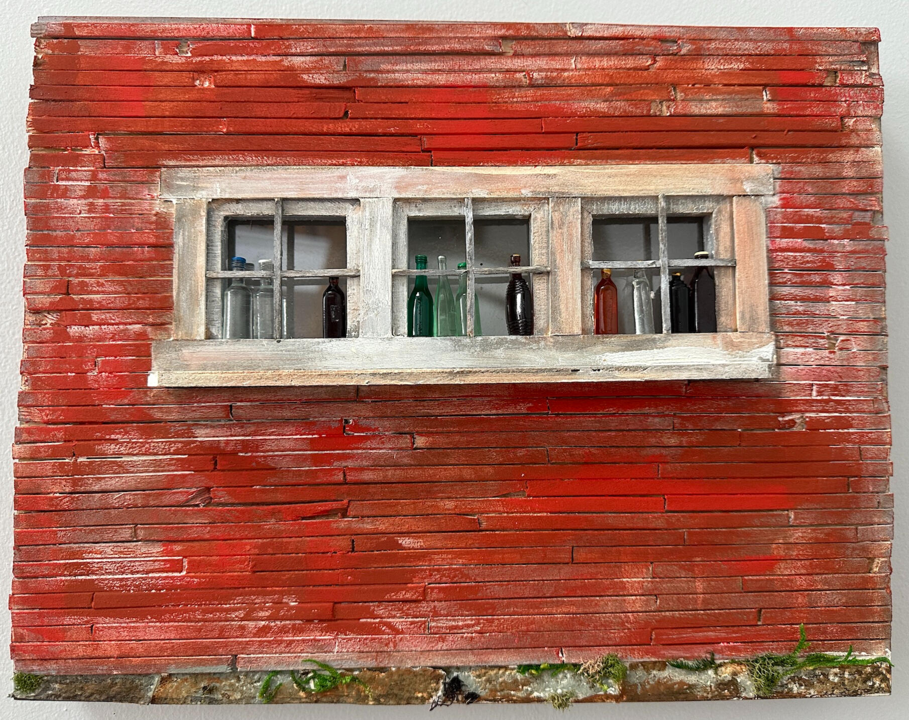 Bottles in Window, 11" x 14" x 1.75"