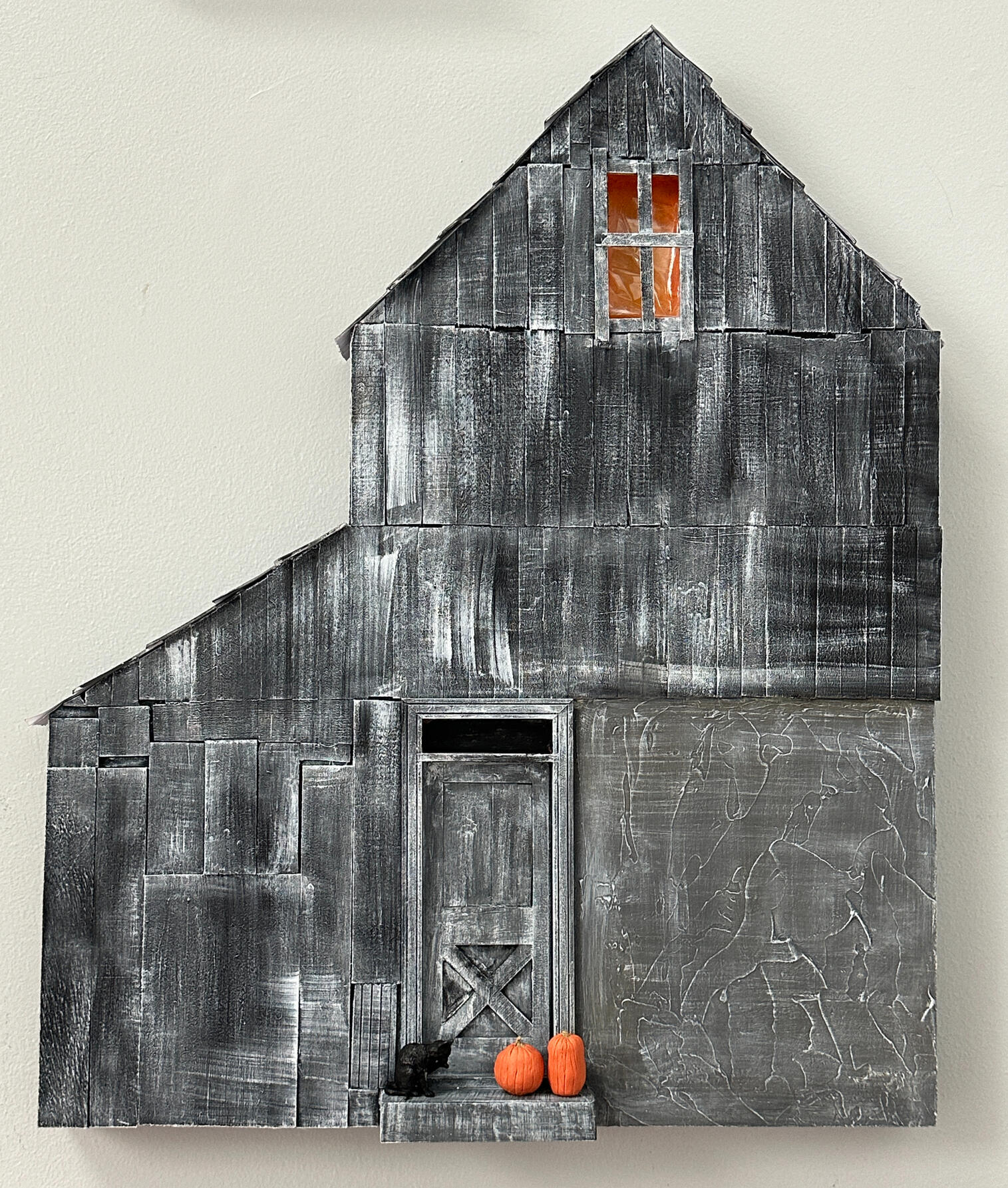 Black barn, 18" x 15" x 1.75"